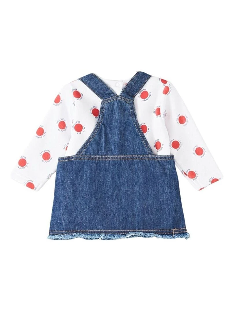 Lee Cooper Ensemble T shirt robe salopette bébé fille Imprimé Logo Blanc