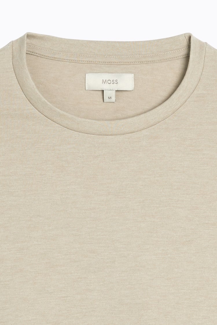 Beige Melange Crew Neck T-Shirt   Buy Online at Moss