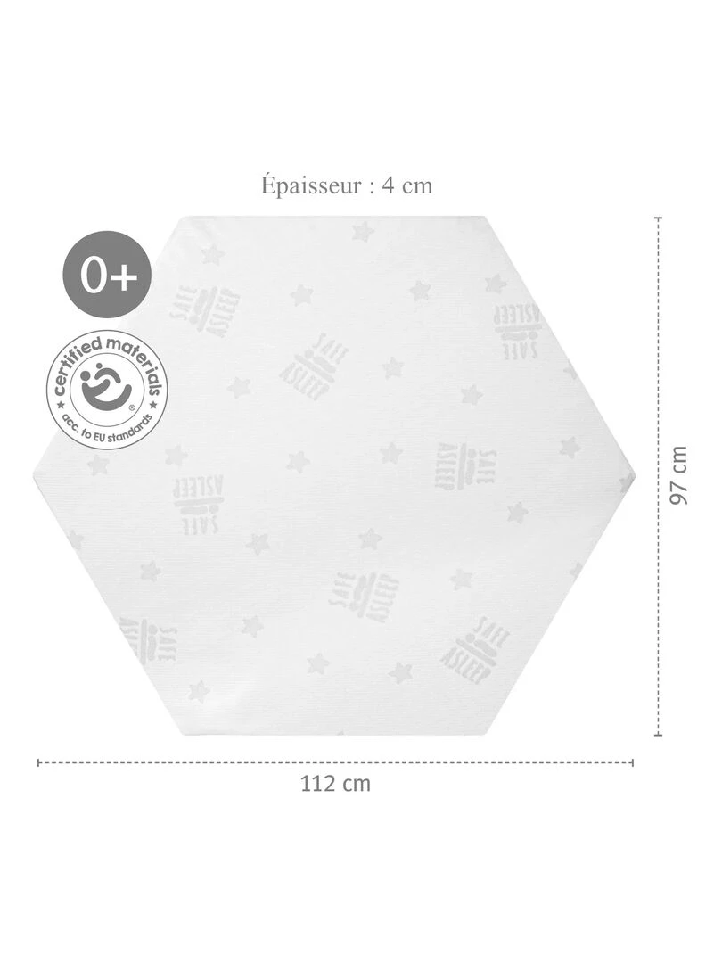 ROBA Matelas pour Parc Bébé Hexagonal   Housse Amovible   "Safe Asleep®" Air   Blanc