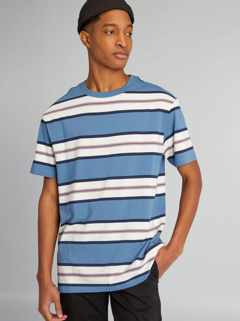 Tee shirt en jersey à rayures + d'1m90 Bleu/blanc