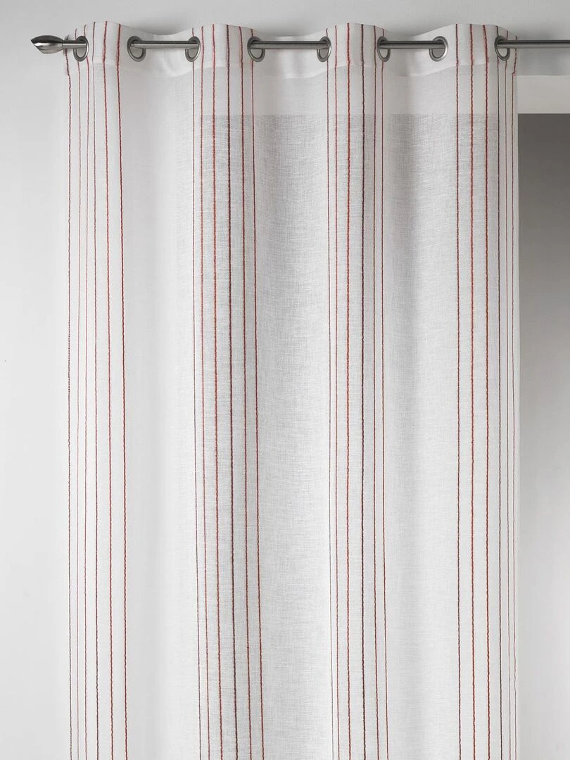 Voilage Design en Etamine à Rayures Verticales Bordeaux