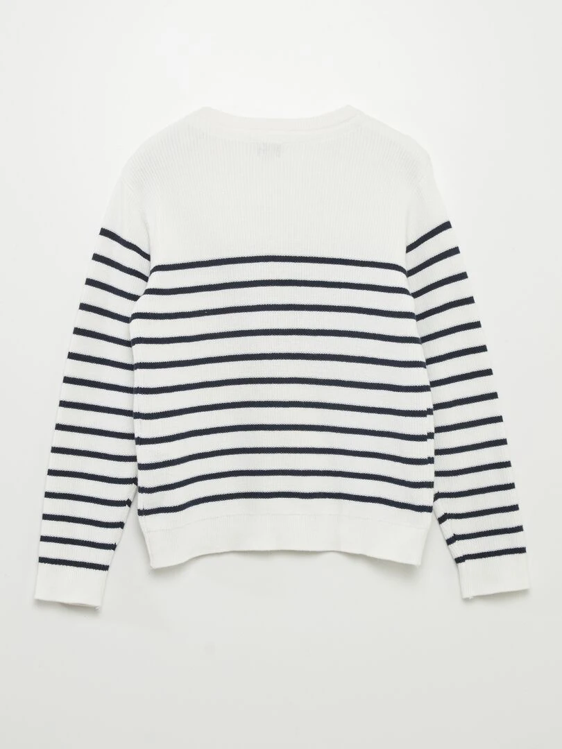 Pull côtelé style marinière   Beige marinière