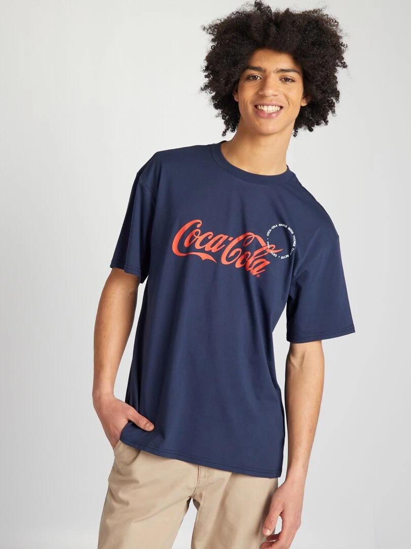 T shirt 'Coca Cola' à col rond Bleu