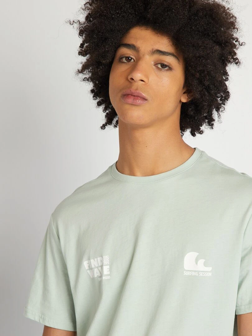 T shirt en jersey à col rond   Bleu turquoise