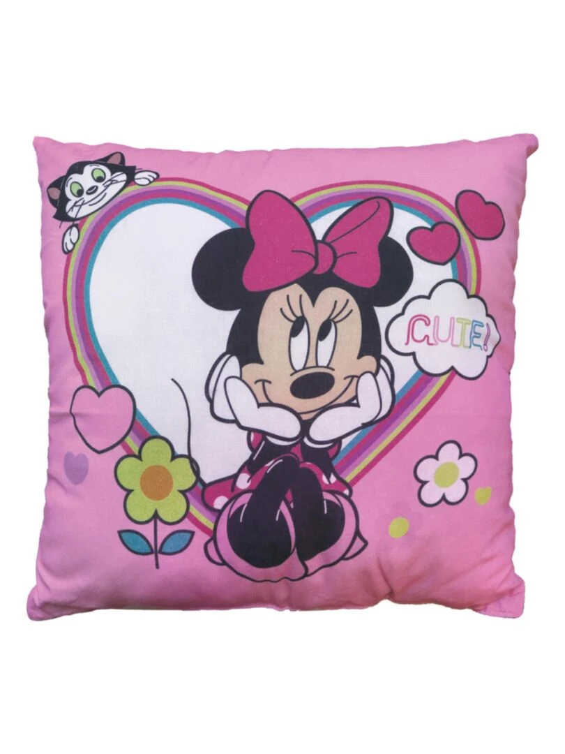 Coussin imprimé 100% coton DISNEY MINNIE SHOPPING Rose