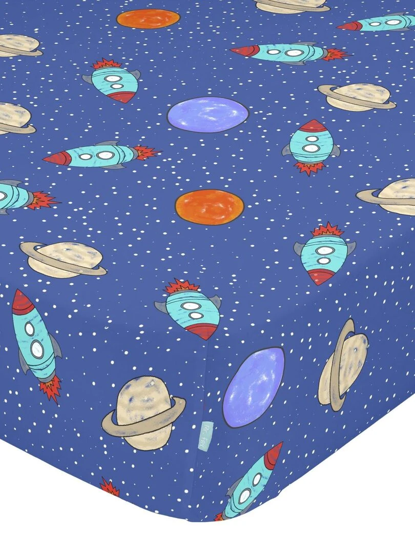Drap housse Space rocket "Happyfriday" Blanc