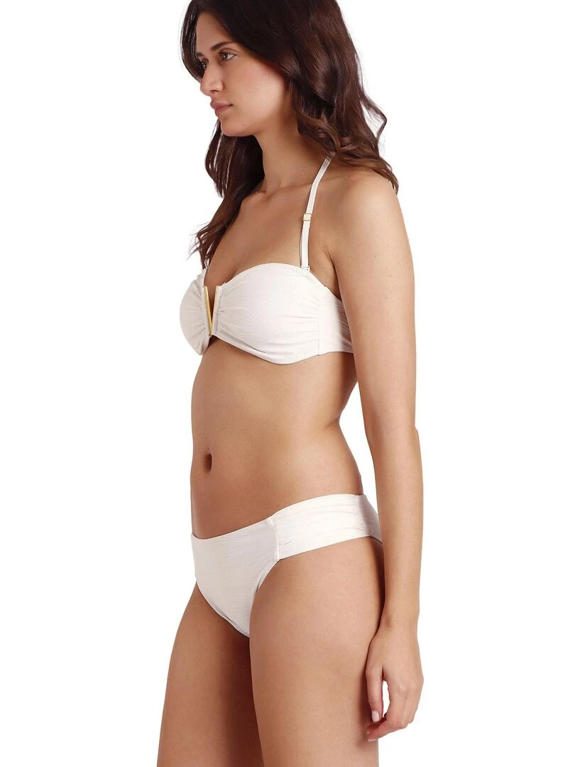 Ensemble 2 pièces bikini bandeau Waves   Blanc