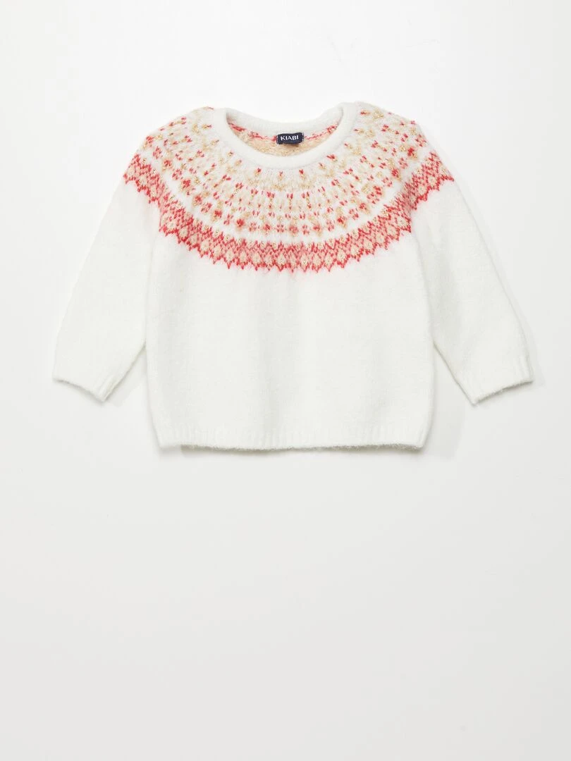 Pull en maille avec imprimé 'jacquard'   Blanc