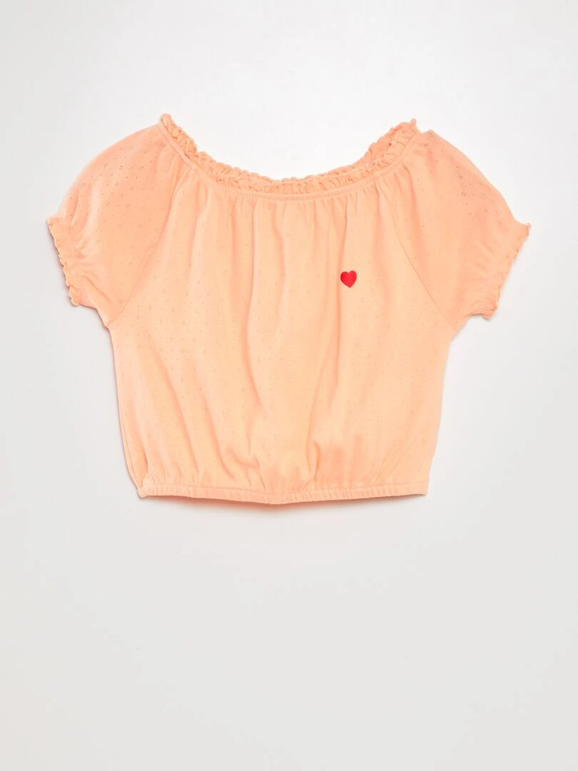 T shirt à bords élastiqués Pêche