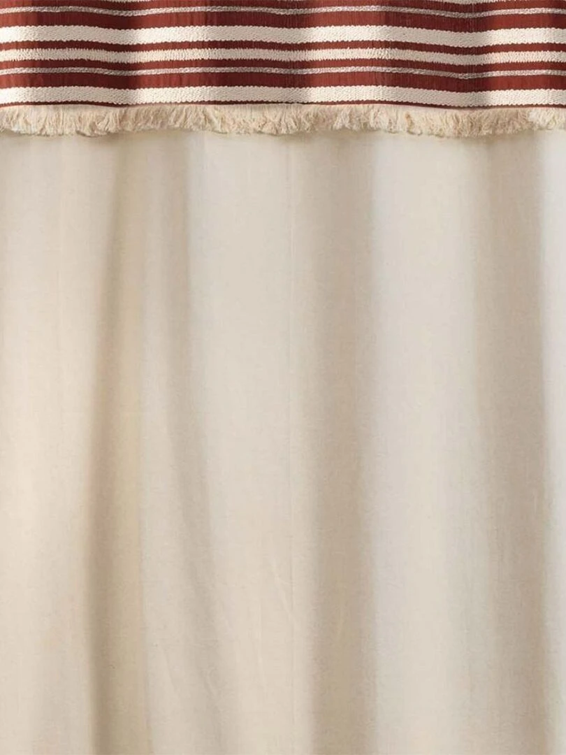 Rideau à œillets 140x240 uni top tissé franges Atlas terracotta coton Blanc
