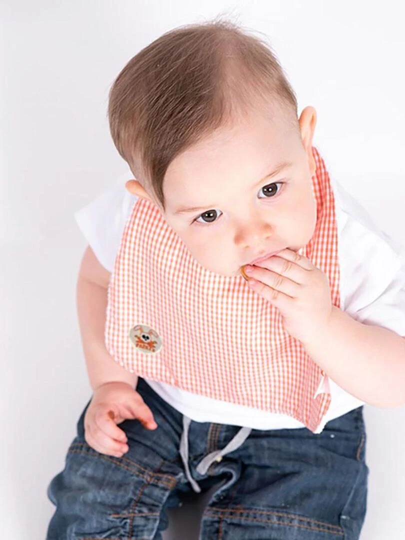 Bavoir en Coton Bio Vichy   Orange