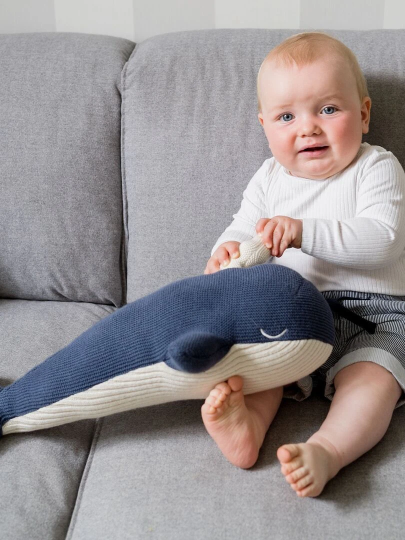 Peluche baleine crochet en coton   Bleu roi