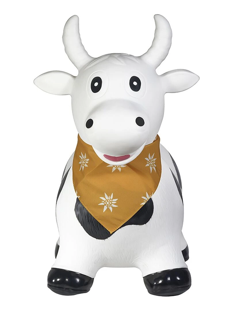 Animal sauteur gonflable en plastique vache   Blanc
