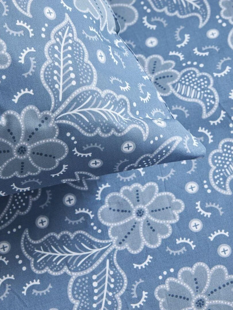 Parure de lit imprimé Floral coton SUNSHINE DAAN Bleu