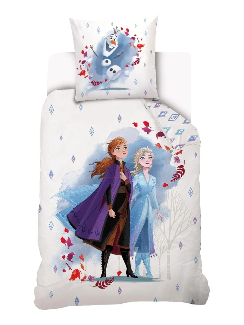 Housse de couette Reine des neiges Disney 140x200 cm 100% Coton Blanc Blanc