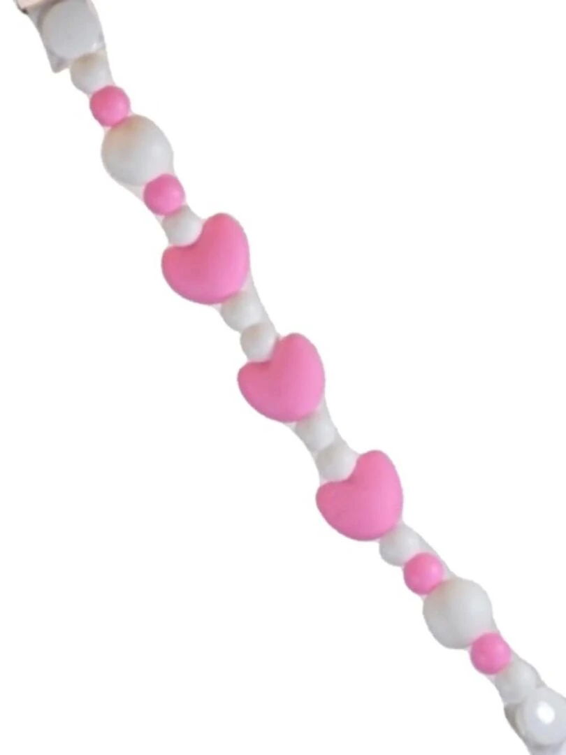 Accroche Tétine Non Toxique Coeur Rose   Rose