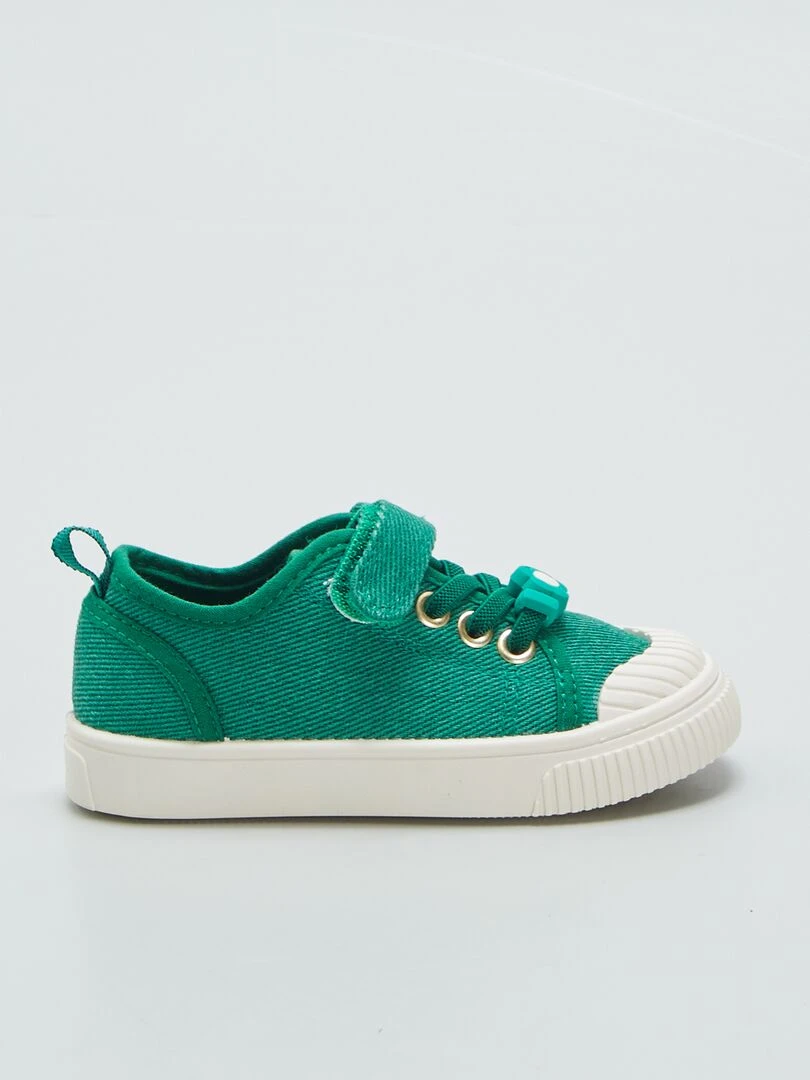 Baskets en toile avec scratchs Vert