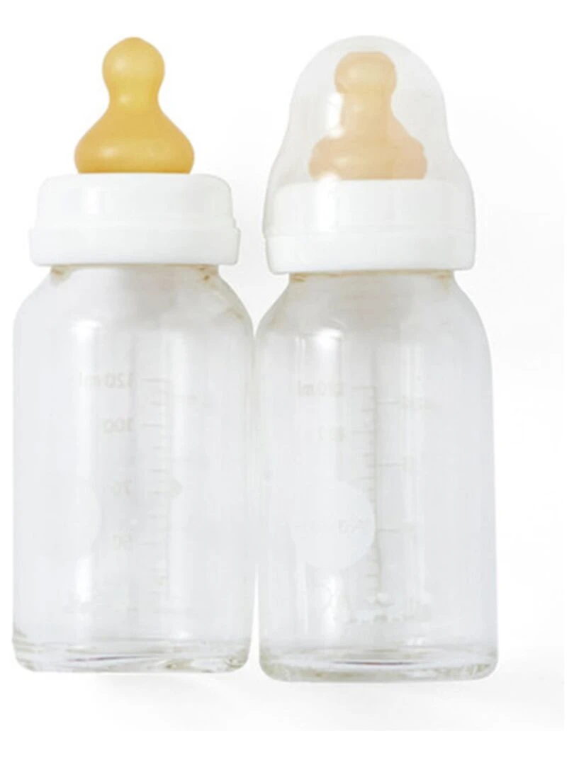 Lot de 2 biberons en verre 120ml Multicolore
