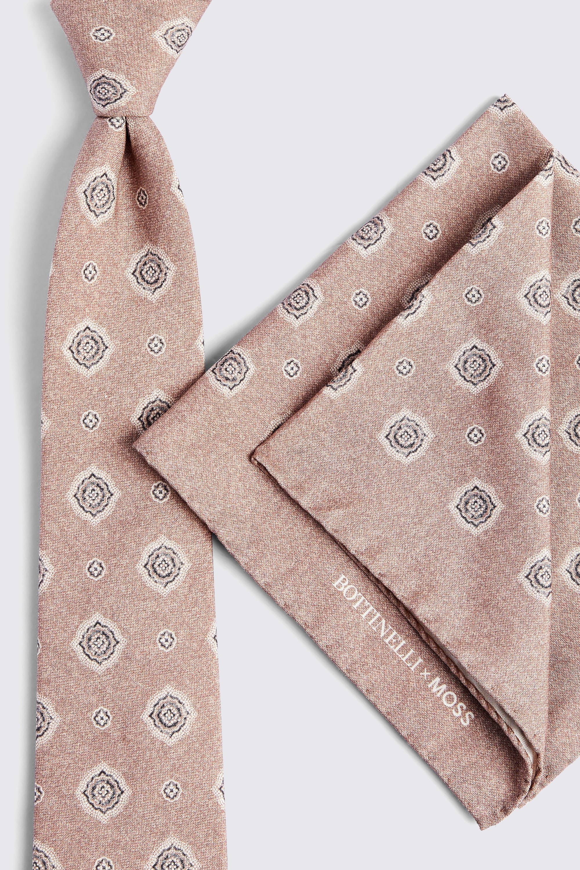 Bottinelli Dusty Pink Silk Medallion Pocket Square   Buy Online at Moss