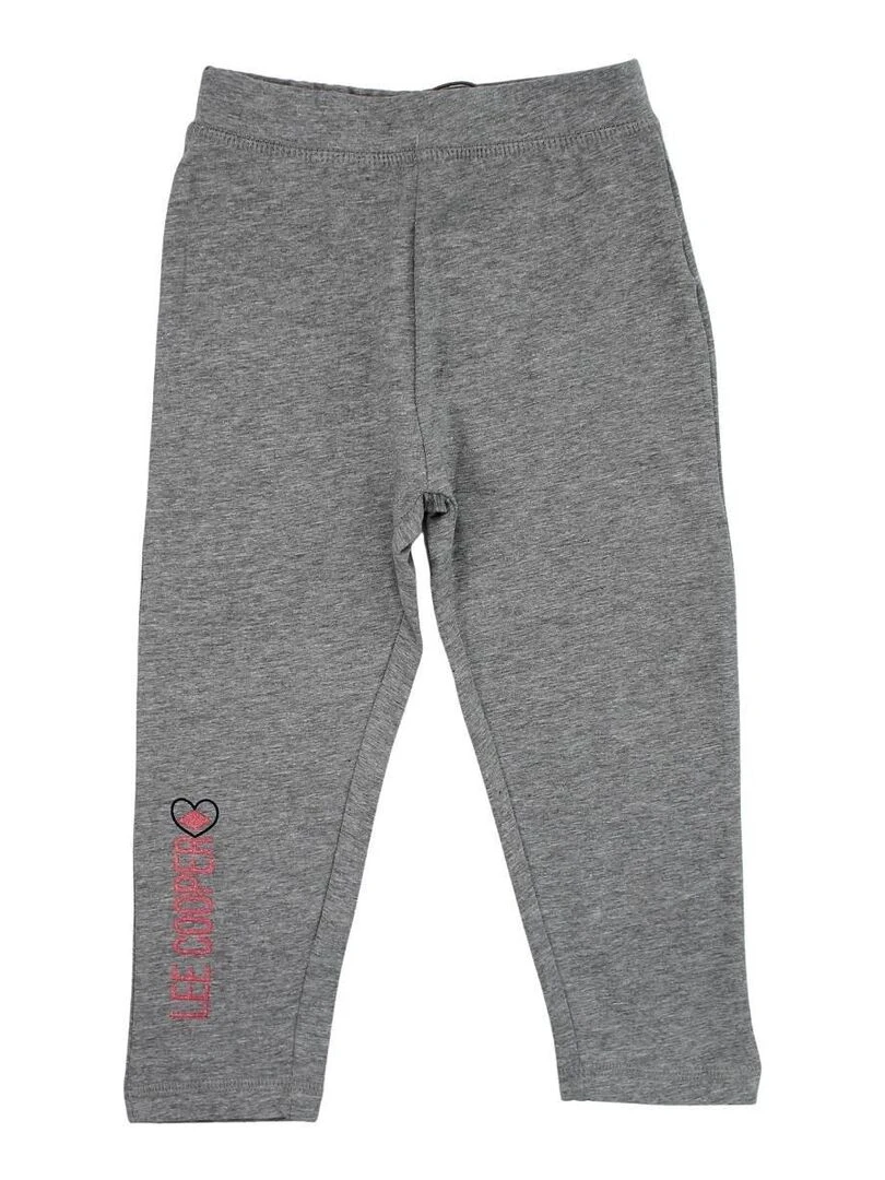 Lee Cooper Legging fille imprimé logo en coton Gris