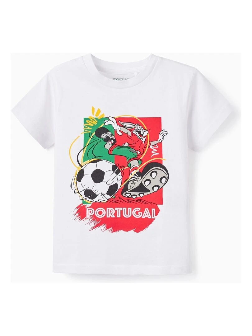 T shirt En Coton Pour Garçon 'Bugs Bunny Portugal' Blanc