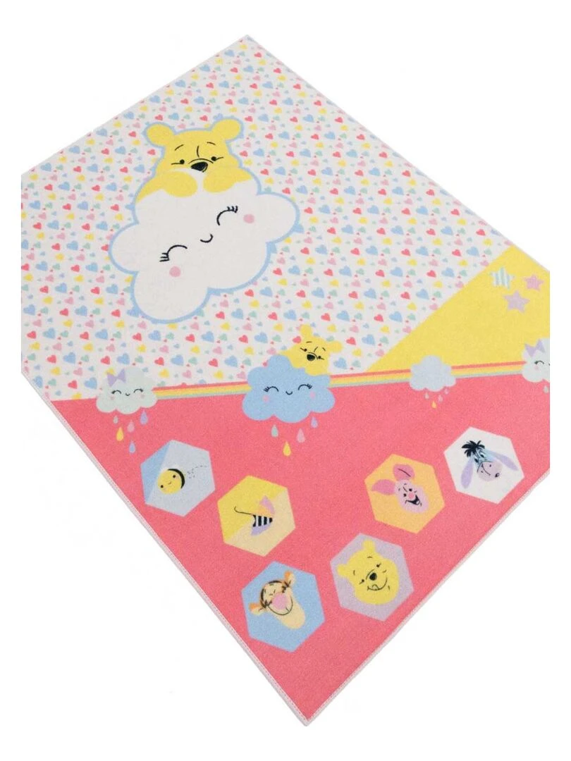 Tapis enfant WINNIE 02 LOVE Rose 95x125 Fait en Europe en nylon Rose