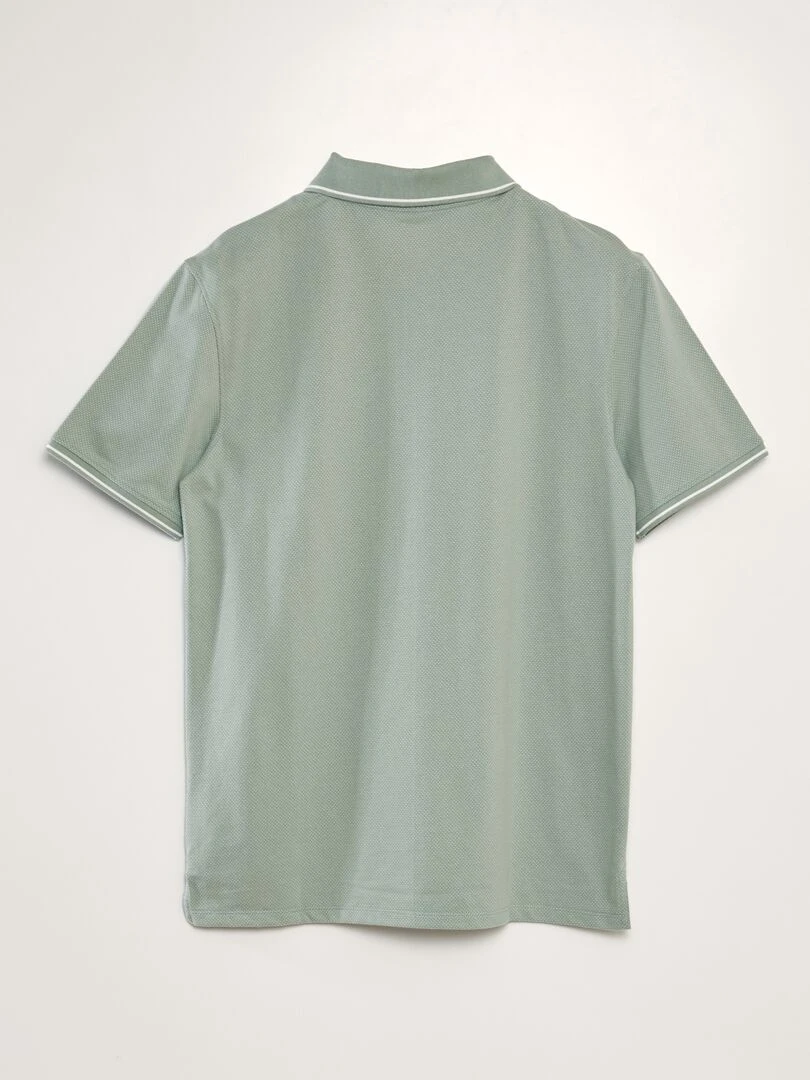 Polo en piqué de coton effet moucheté Vert