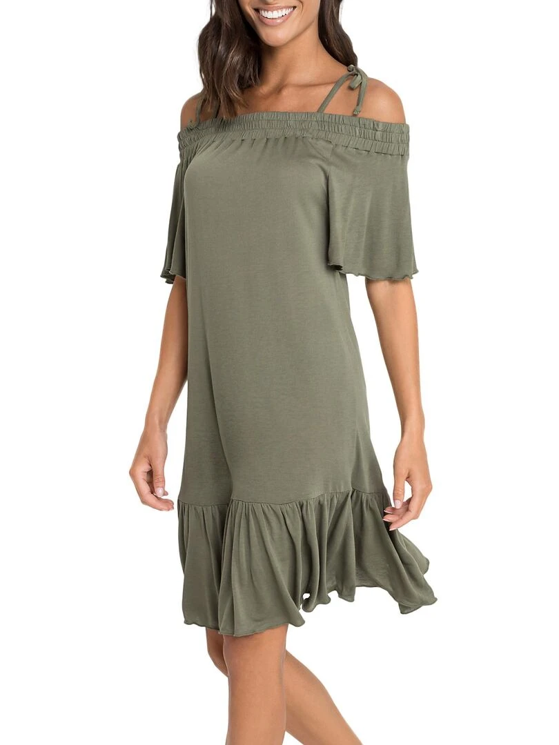 Robe estivale Carmen Kaki