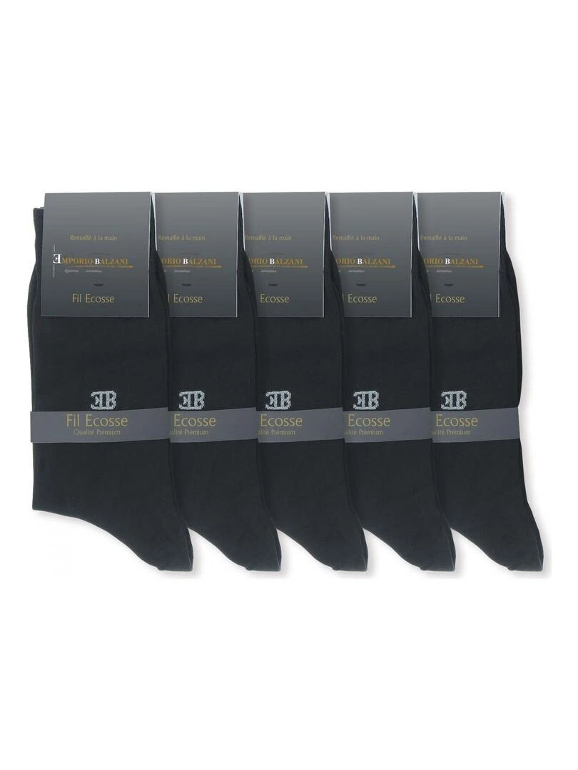 Chaussettes fil d'écosse LOT DE 5 PAIRES Noir