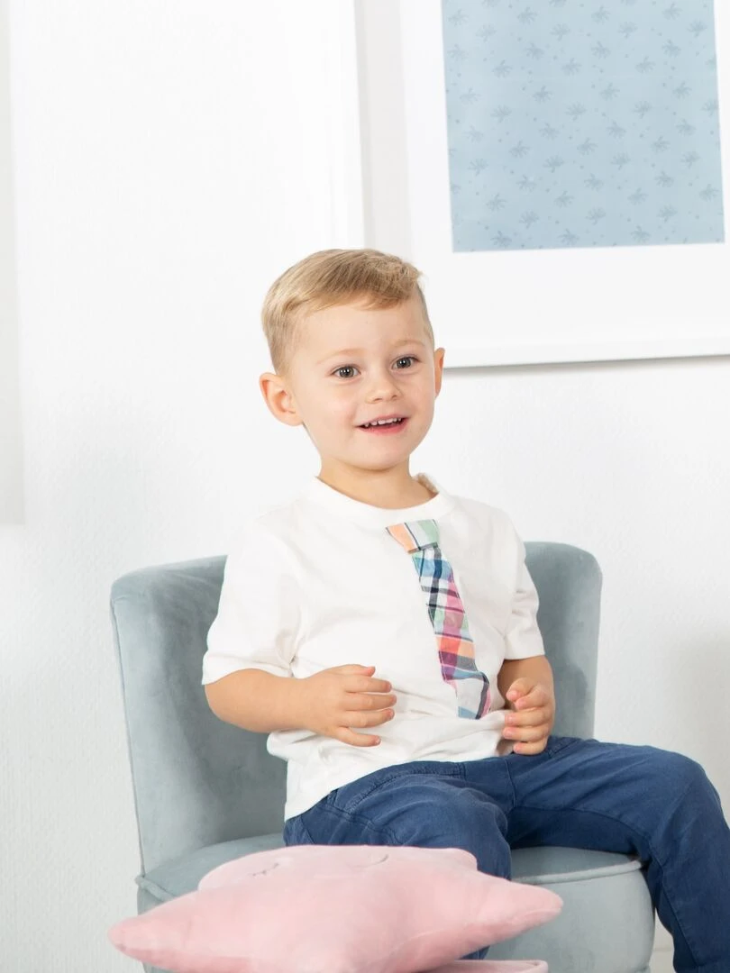 ROBA Mini Fauteuil en Velours "Lil Sofa" Chaise Enfant avec Pieds en Bois Stables Bleu Clair Bleu clair