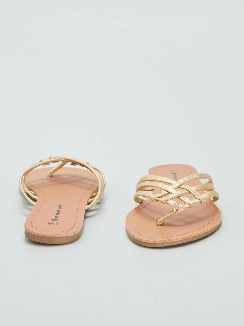 Sandales plates dorées   Doré