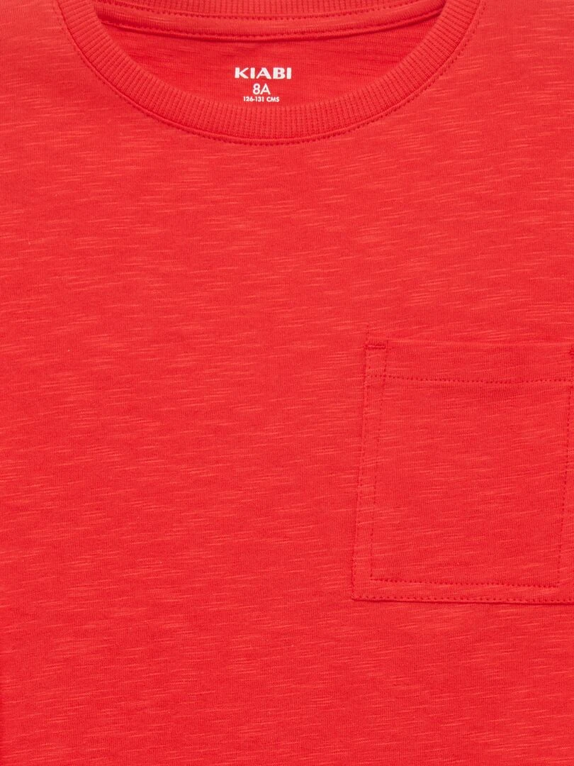 Tee shirt uni en maille moulinée rouge