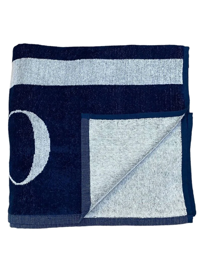 Serviette de plage éponge velours Jacquard Oceanside 140x180 400g/m²   Bleu marine