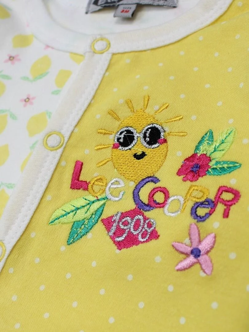 Lee Cooper Ensemble Body grenouillère bavoir bébé fille Imprimé Logo Jaune