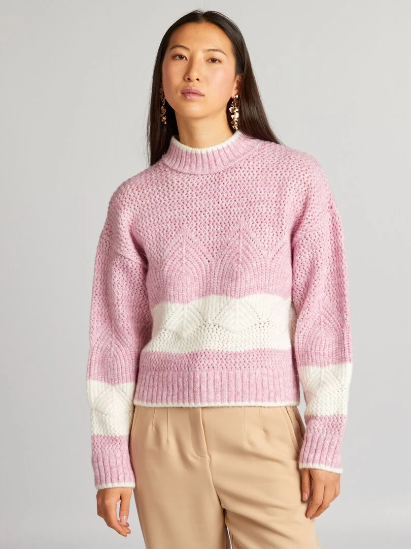 Pull en maille grosse jauge   Rose