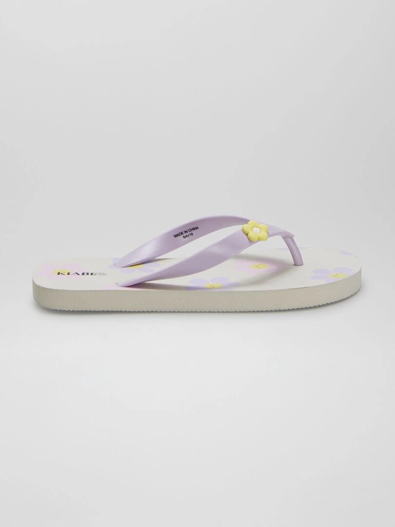 Tongs 'fleurs' Blanc/violet