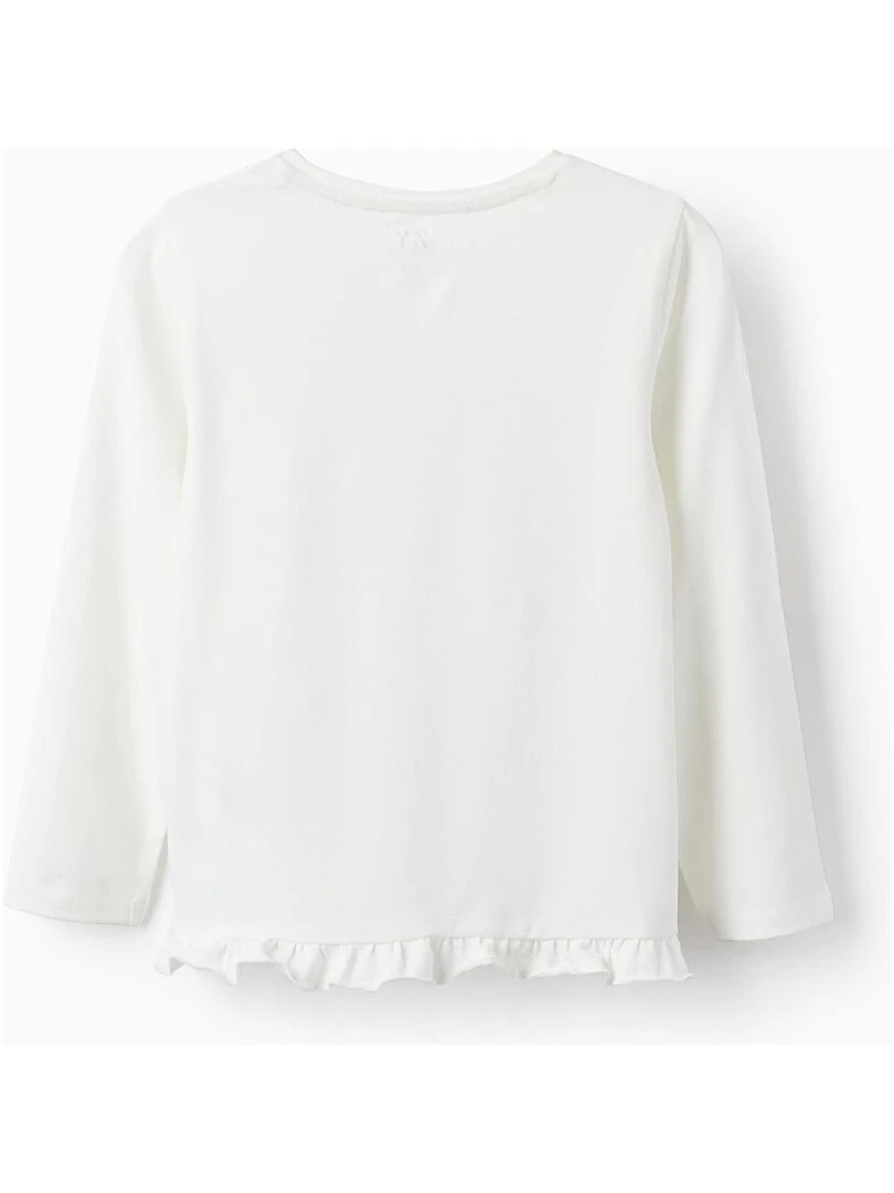 T shirt à manches longues en jersey de coton pour fille manches longues LITERATURE CLUB Blanc