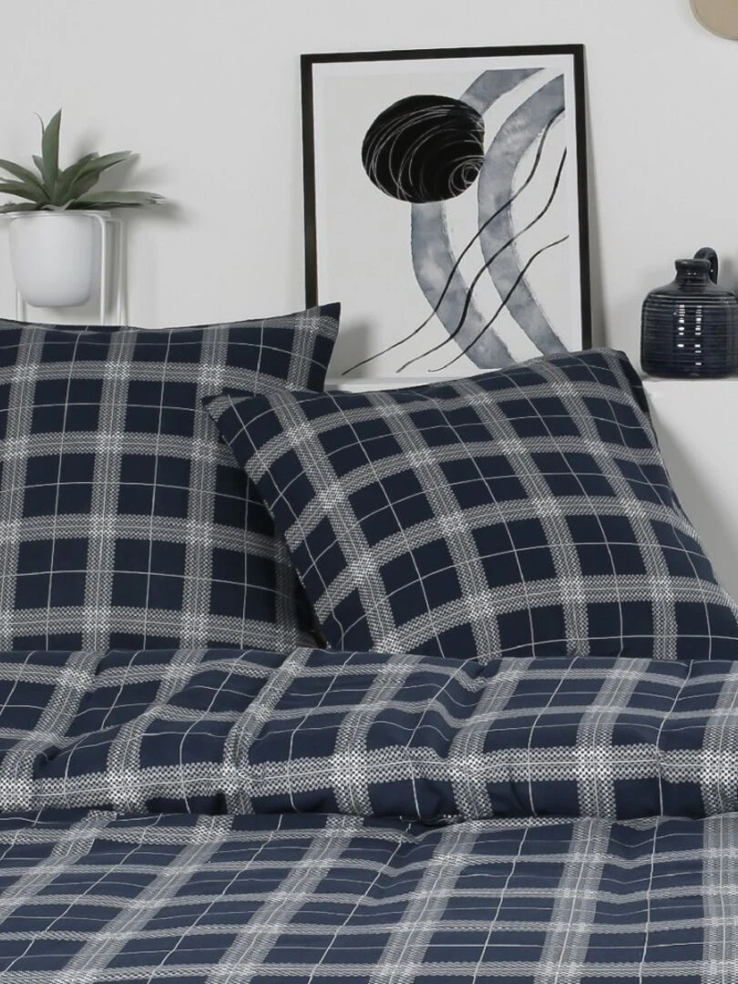 Housse de couette Carbleu + taie(s) 100% coton flanelle Bleu