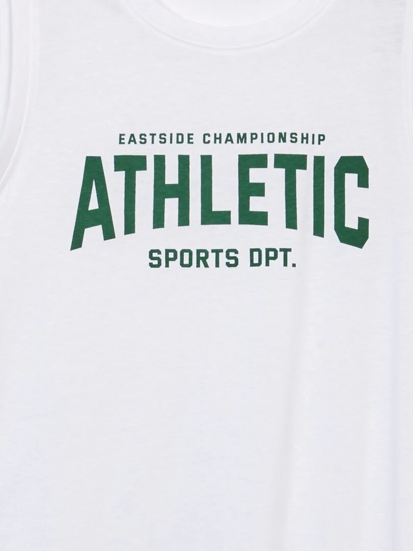 Pyjama court inscription sportif 2 pièces Blanc/vert
