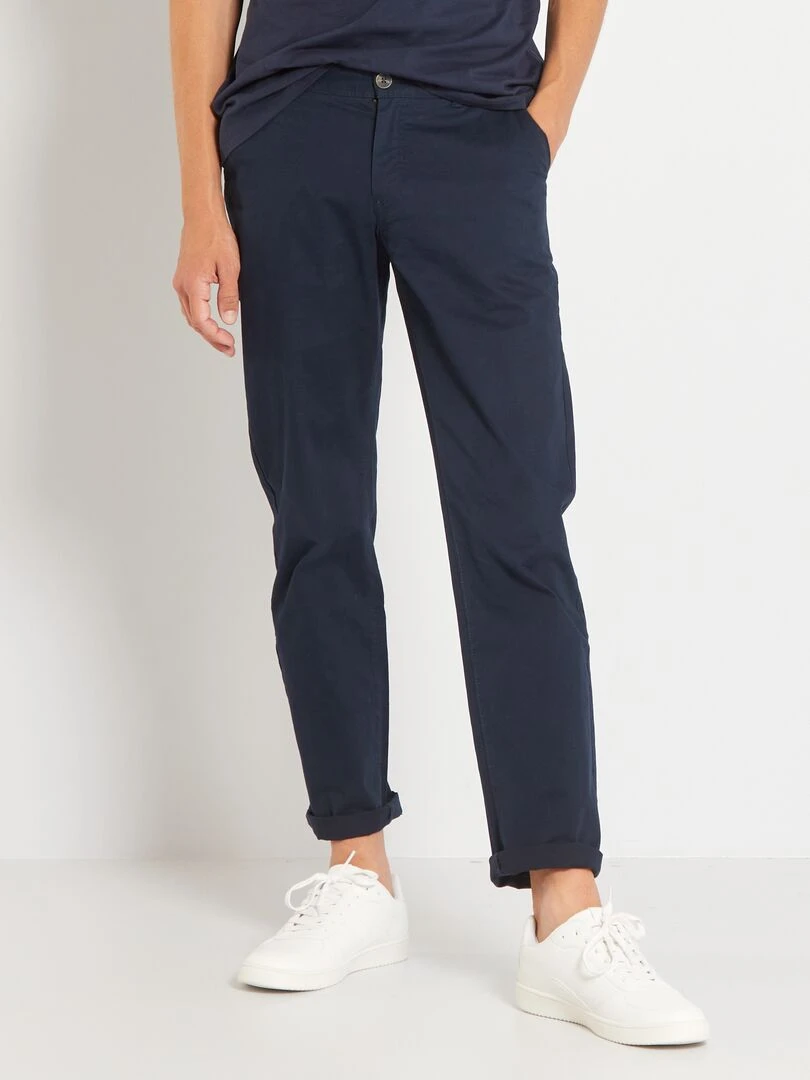 Pantalon chino en coton stretch L34 bleu marine