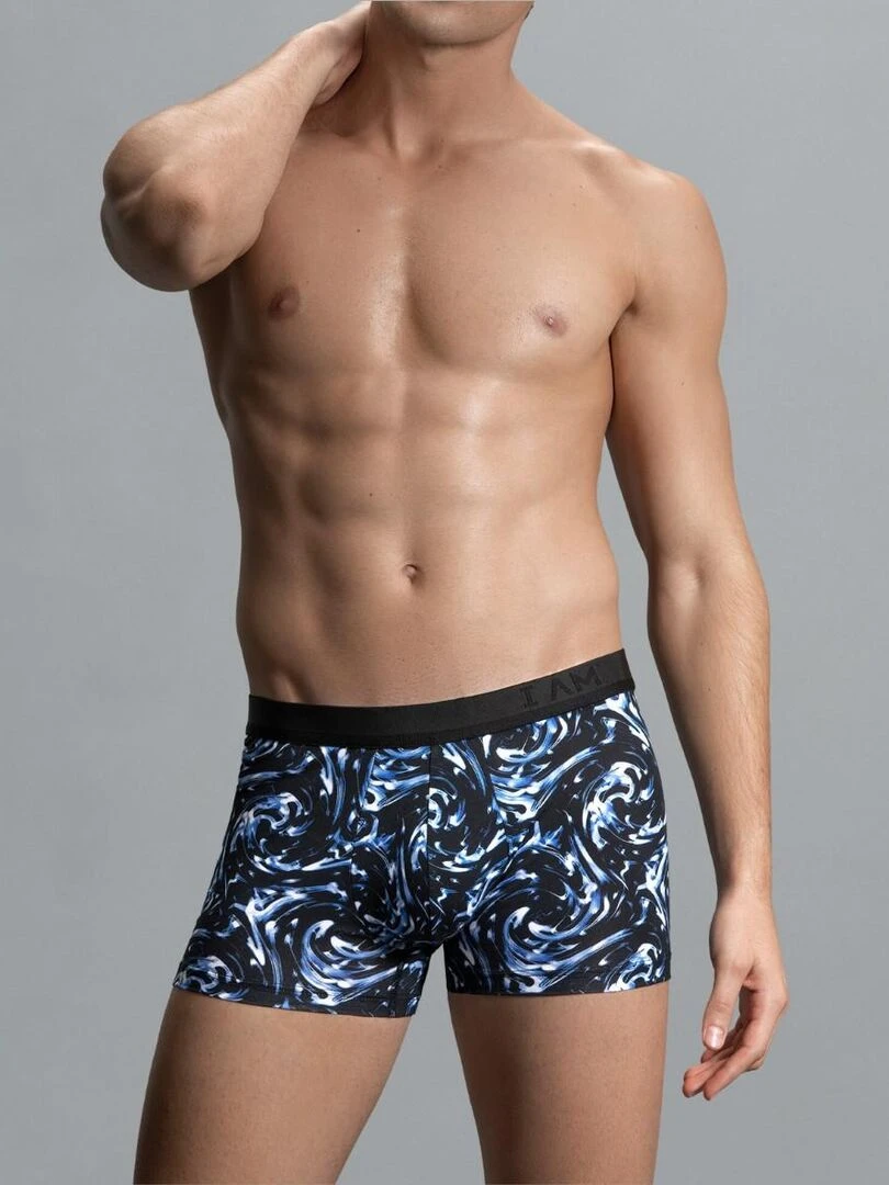 Boxer homme à imprimé abstrait et en lyocell Kou   Noir