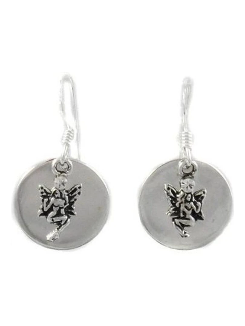 Boucles d'oreilles en argent cercles et fées Bijoucolor Argent