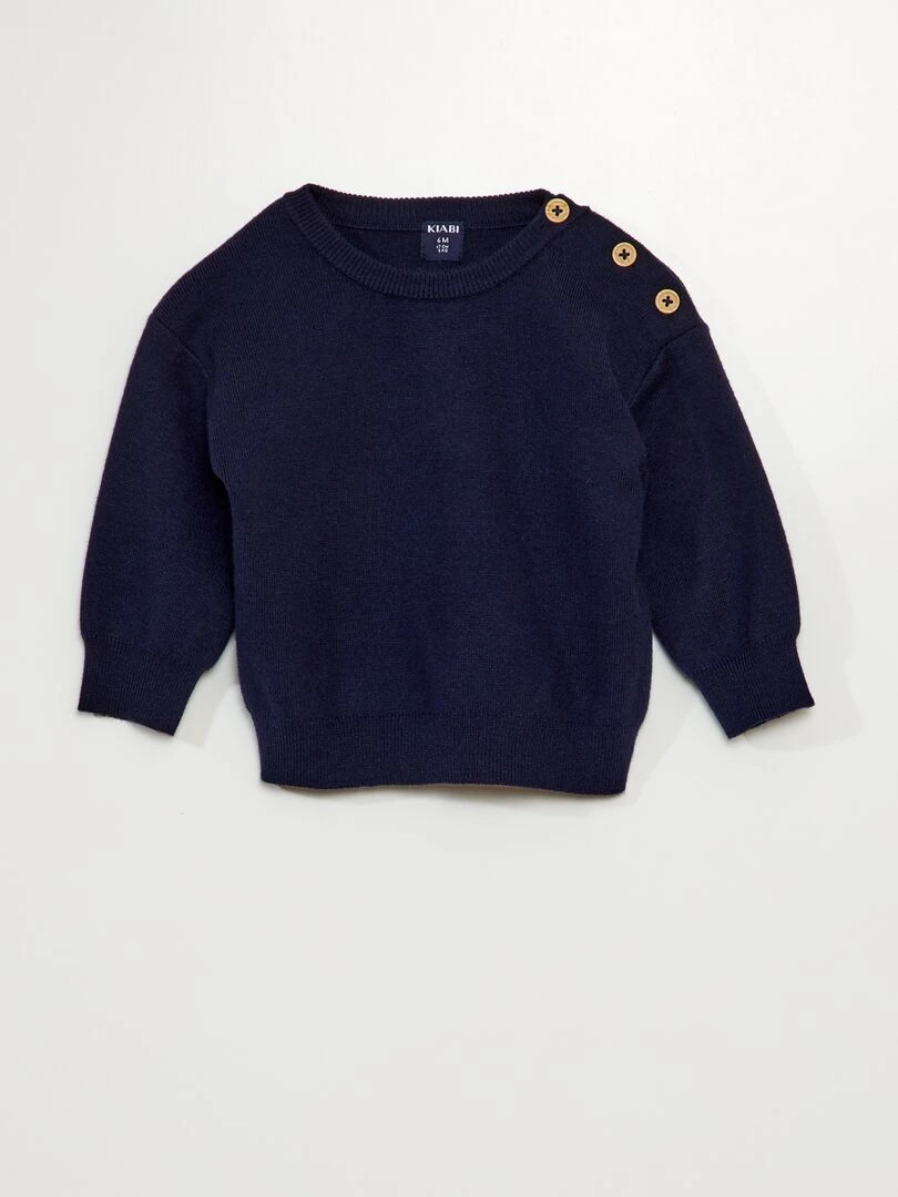 Pull en maille compacte Bleu marine