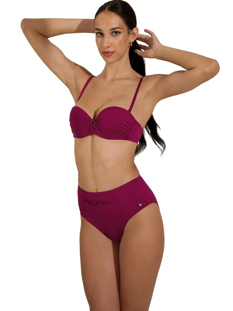 Bas maillot slip de bain échancré taille haute Palma   Violet