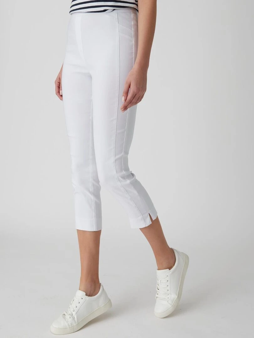 Pantacourt toile stretch Damart Blanc cassé