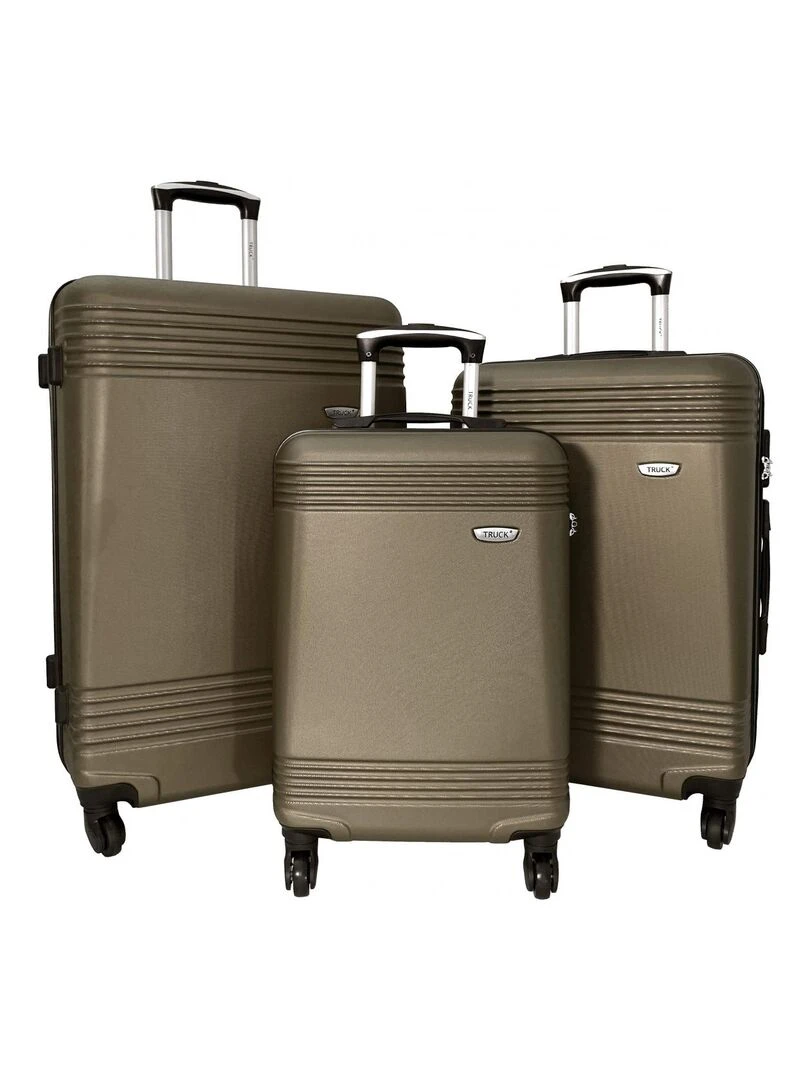 Lot 3 Valises Rigides dont 1 Valise Cabine ABS Vert