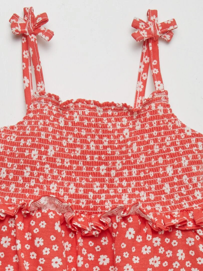 Robe à bretelles avec base volantée   Rouge