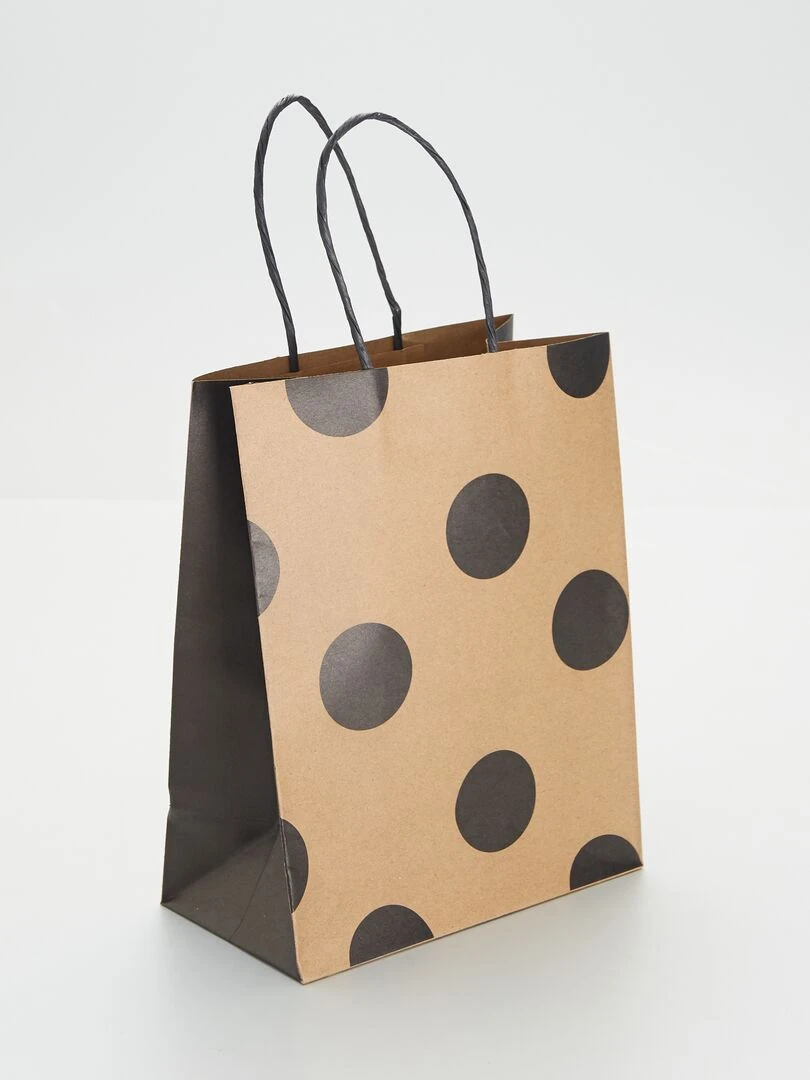 Sac cadeau imprimé Beige noir