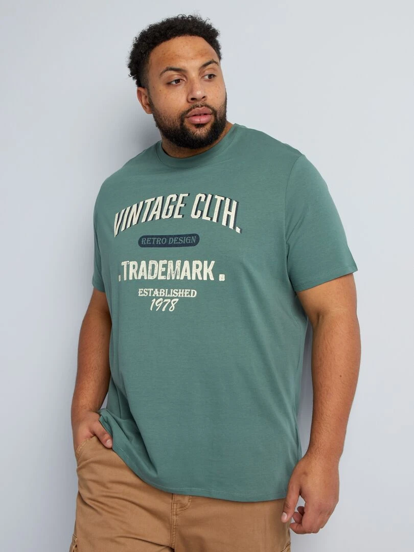 T shirt en jersey avec print placé devant   Vert