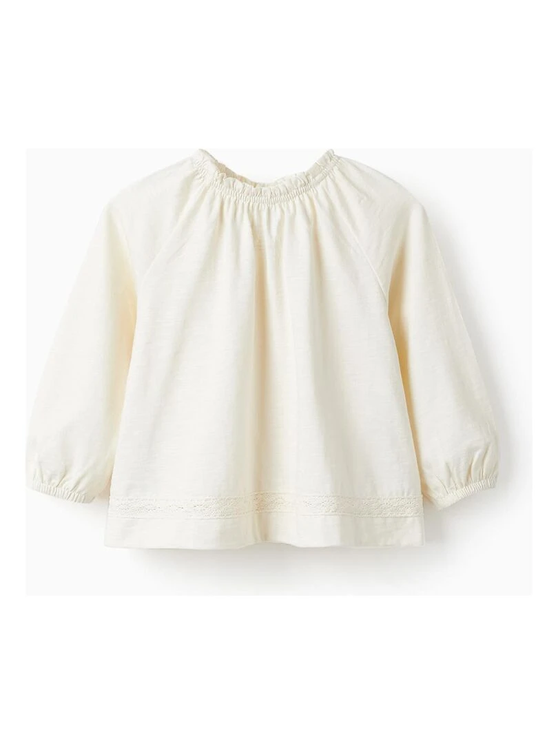 Blouse en coton avec nœud pour bébé fille manches courtes SICILIAN DAYS Blanc
